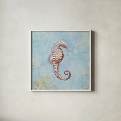 Treasures from the Sea I Watercolor by Danhui Nai. Shown in a crisp white glass frame for a clean and minimalist style. Available as an archival giclee rolled canvas, fine art paper, or poster print. SKU 26757a.