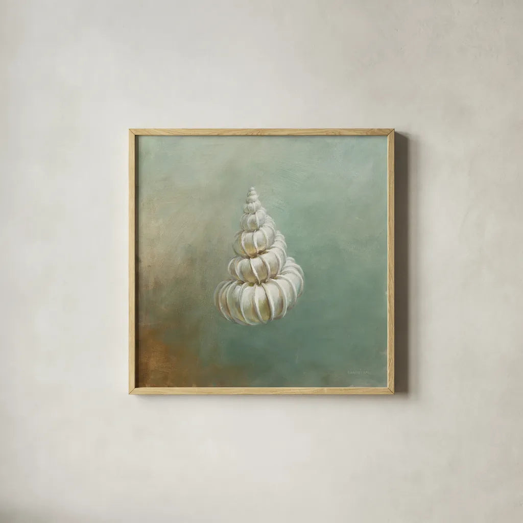 Treasures from the Sea II by Danhui Nai. Shown in a natural wood glass frame for a timeless modern aesthetic. Available as an archival giclee rolled canvas, fine art paper, or poster print. SKU 20690a.