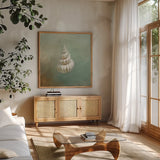 Treasures from the Sea II by Danhui Nai. Shown in a natural wood frame in a cozy modern living room. Available as an archival giclee rolled canvas, fine art paper, or poster print. SKU 20690a.