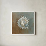 Treasures from the Sea III by Danhui Nai. Shown in a crisp white glass frame for a clean and minimalist style. Available as an archival giclee rolled canvas, fine art paper, or poster print. SKU 20691a.