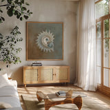 Treasures from the Sea III by Danhui Nai. Shown in a natural wood frame in a cozy modern living room. Available as an archival giclee rolled canvas, fine art paper, or poster print. SKU 20691a.
