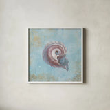 Treasures from the Sea III Watercolor by Danhui Nai. Shown in a crisp white glass frame for a clean and minimalist style. Available as an archival giclee rolled canvas, fine art paper, or poster print. SKU 26759a.