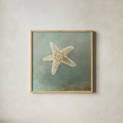 Treasures from the Sea IV by Danhui Nai. Shown in a natural wood glass frame for a timeless modern aesthetic. Available as an archival giclee rolled canvas, fine art paper, or poster print. SKU 20692a.