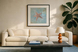 Treasures from the Sea IV Watercolor by Danhui Nai. Displayed in a glass frame with matte in a clean modern living room. Available as an archival giclee rolled canvas, fine art paper, or poster print. SKU 26760a.