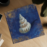 Treasures from the Sea Indigo II by Danhui Nai. Shown as a detailed flat fine art print, highlighting archival giclee quality. Available as an archival giclee rolled canvas, fine art paper, or poster print. SKU 20049a.