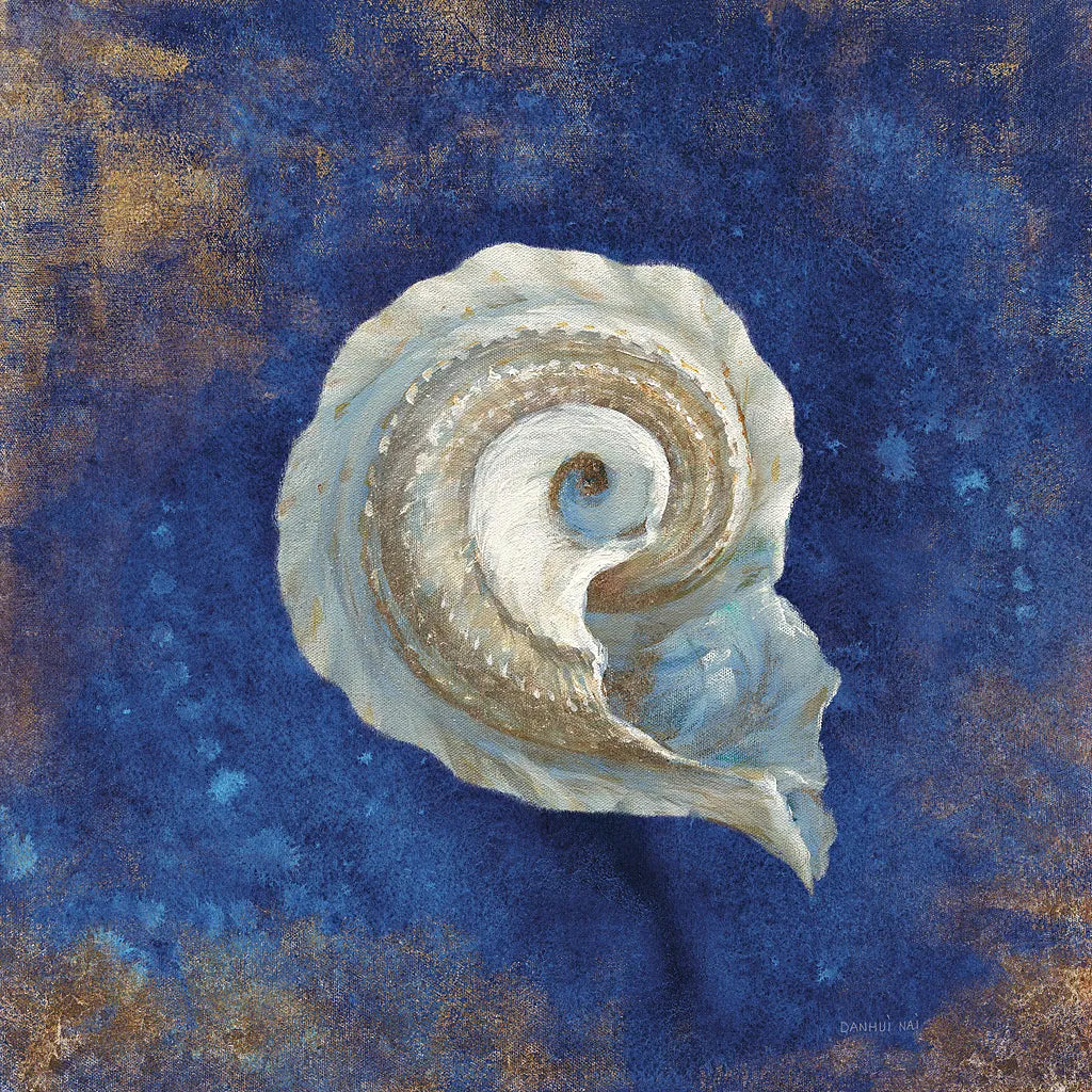 Treasures from the Sea Indigo III by Danhui Nai. SKU 20050a. Archival Giclee Fine art print for wall decor.