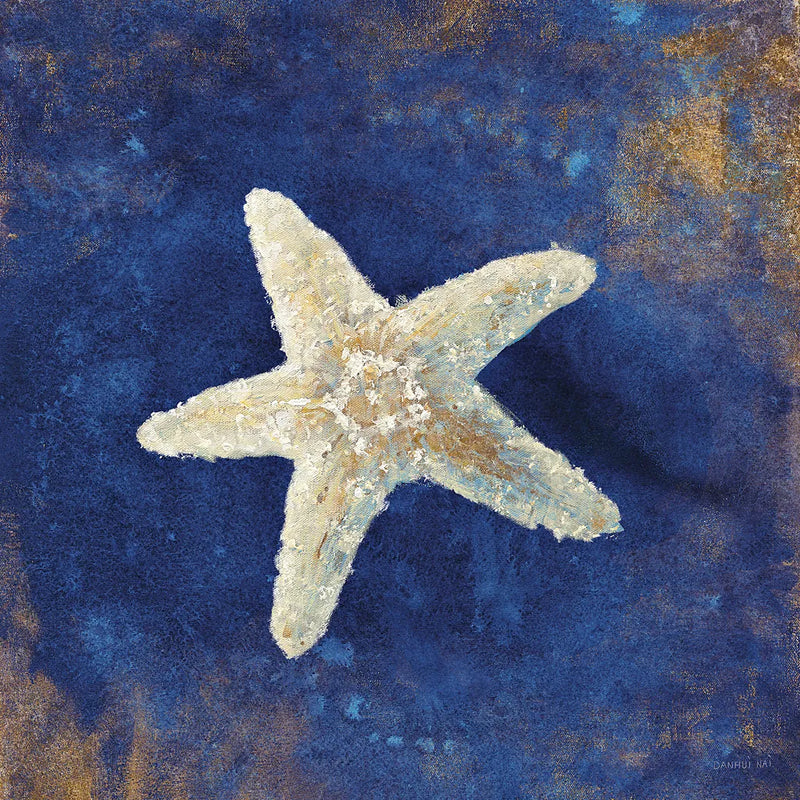 Treasures from the Sea Indigo IV by Danhui Nai. SKU 20051a. Archival Giclee Fine art print for wall decor.