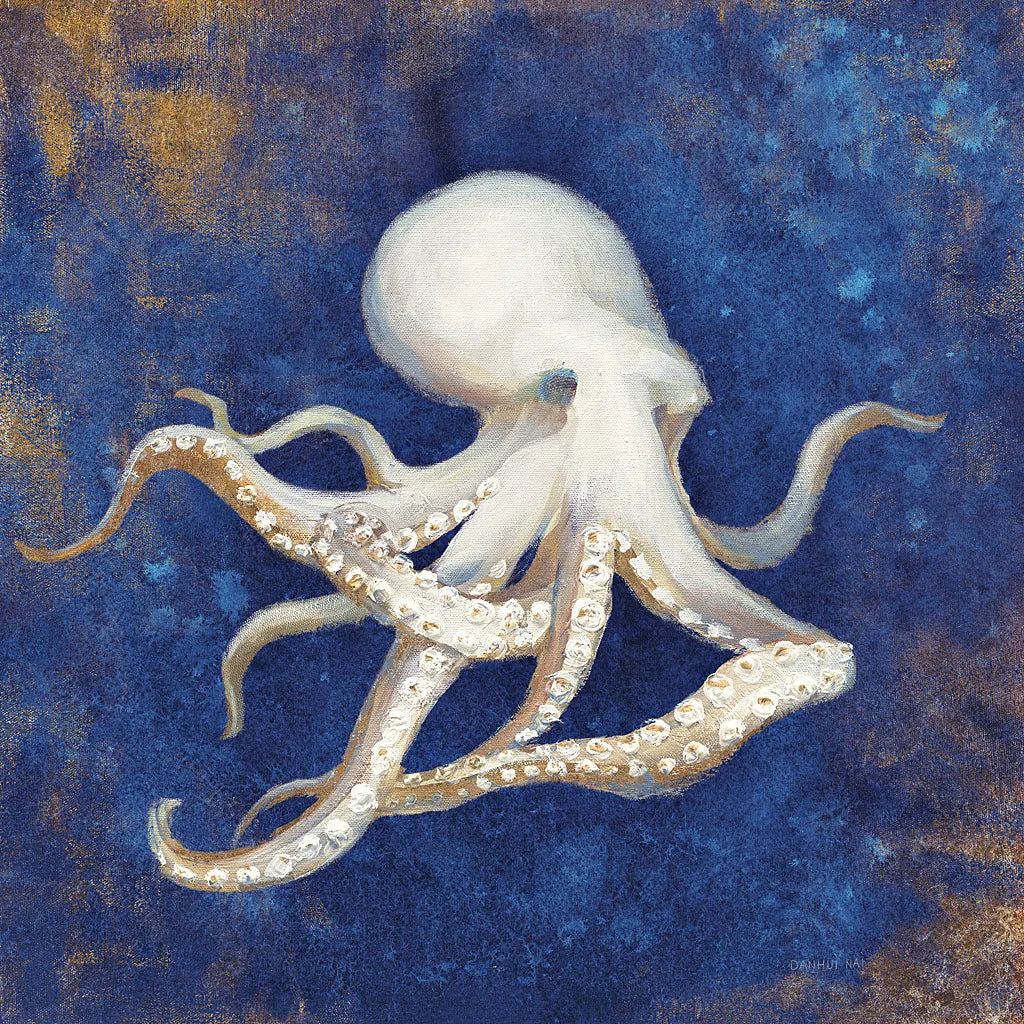 Treasures from the Sea Indigo V by Danhui Nai. SKU 20052a. Archival Giclee Fine art print for wall decor.