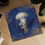 Treasures from the Sea Indigo VI by Danhui Nai. Shown as a detailed flat fine art print, highlighting archival giclee quality. Available as an archival giclee rolled canvas, fine art paper, or poster print. SKU 20053a.