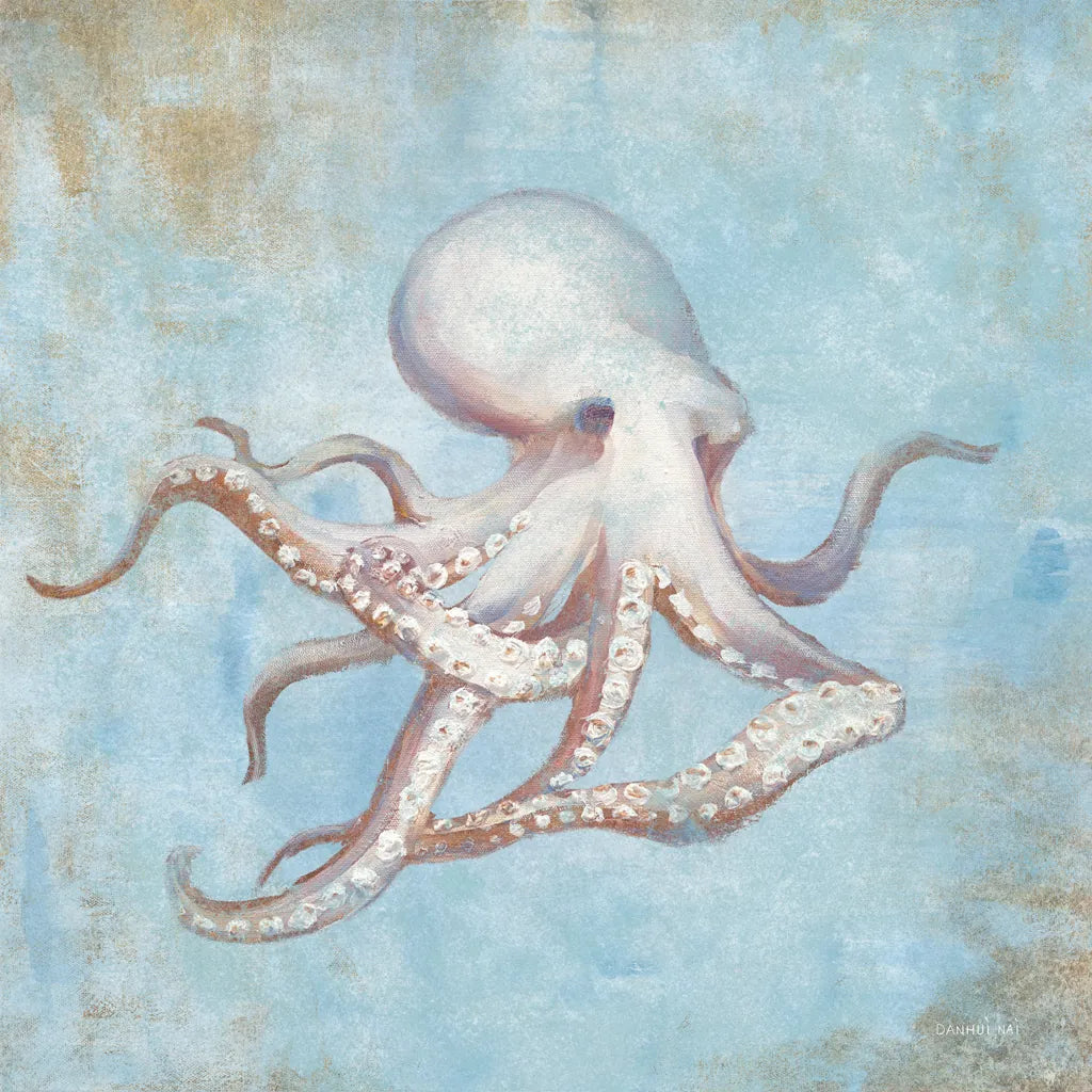 Treasures from the Sea V Watercolor by Danhui Nai. SKU 72246a. Archival Giclee Fine art print for wall decor.