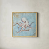 Treasures from the Sea V Watercolor by Danhui Nai. Shown in a natural wood glass frame for a timeless modern aesthetic. Available as an archival giclee rolled canvas, fine art paper, or poster print. SKU 72246a.
