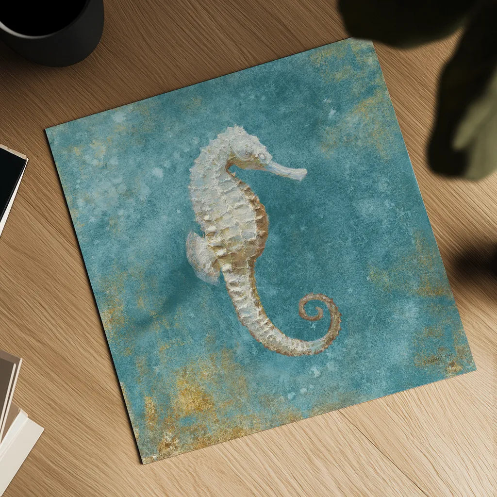 Treaures from the Sea I Aqua by Danhui Nai. Shown as a detailed flat fine art print, highlighting archival giclee quality. Available as an archival giclee rolled canvas, fine art paper, or poster print. SKU 21825a.