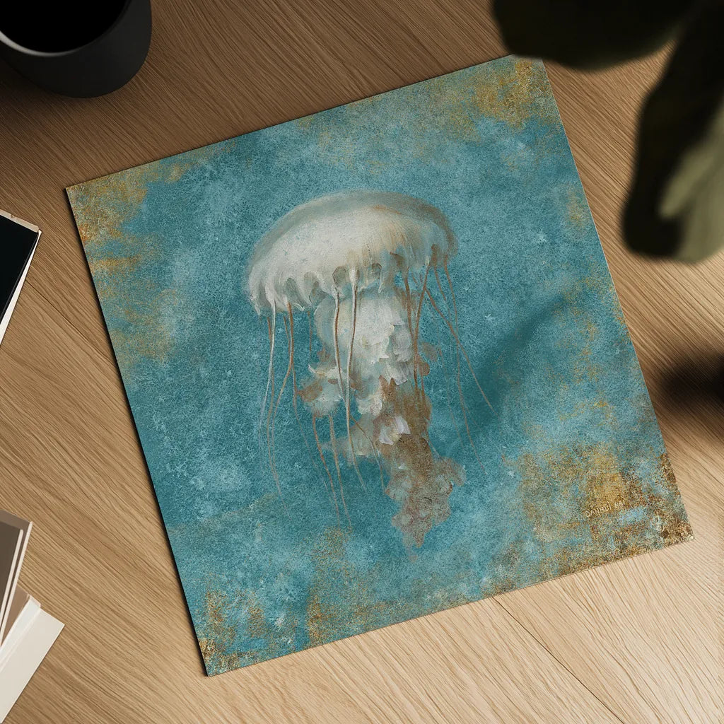 Treaures from the Sea VI Aqua by Danhui Nai. Shown as a detailed flat fine art print, highlighting archival giclee quality. Available as an archival giclee rolled canvas, fine art paper, or poster print. SKU 21830a.