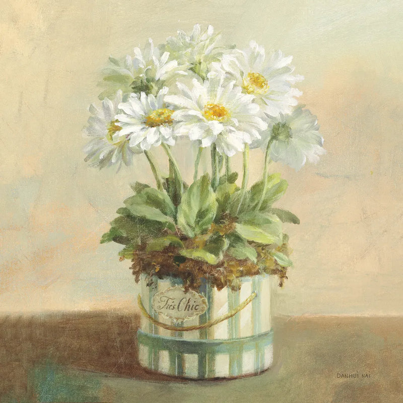 Tres Chic Daisies by Danhui Nai. SKU 10158a. Archival Giclee Fine art print for wall decor.