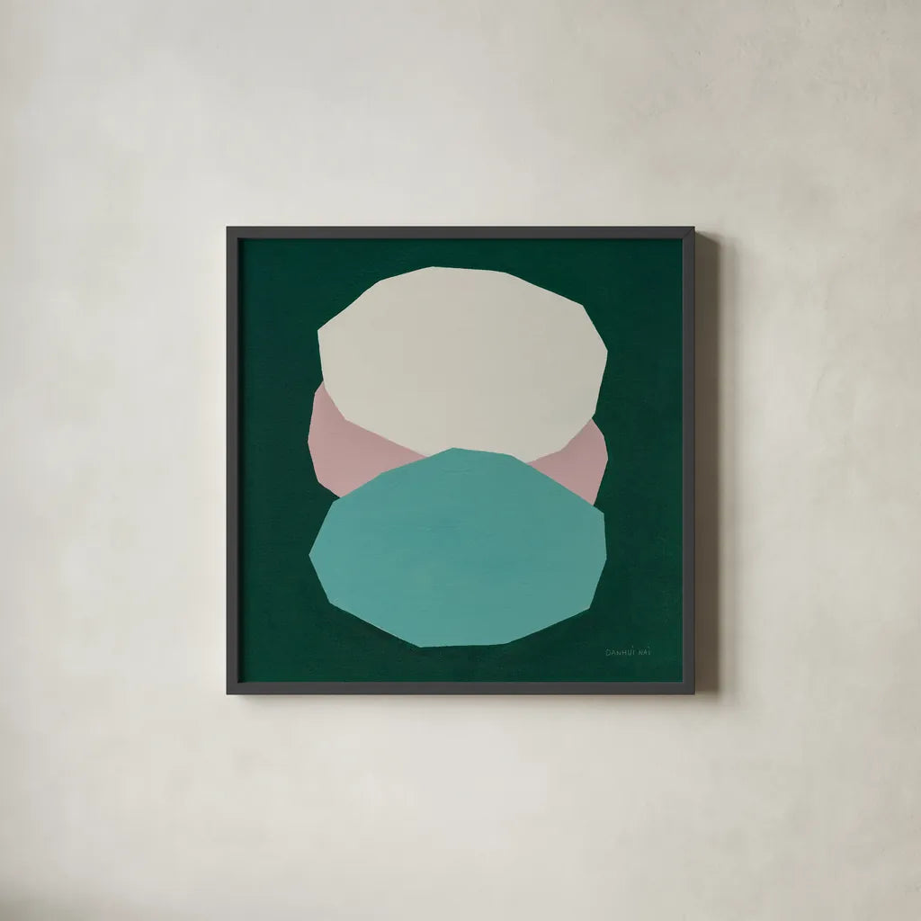 Trio by Danhui Nai. Shown in a sleek black glass frame for a contemporary gallery look. Available as an archival giclee rolled canvas, fine art paper, or poster print. SKU 85829a.