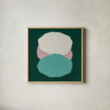 Trio by Danhui Nai. Shown in a natural wood glass frame for a timeless modern aesthetic. Available as an archival giclee rolled canvas, fine art paper, or poster print. SKU 85829a.