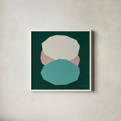 Trio by Danhui Nai. Shown in a crisp white glass frame for a clean and minimalist style. Available as an archival giclee rolled canvas, fine art paper, or poster print. SKU 85829a.