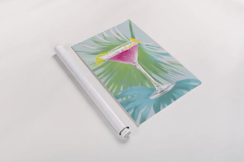 Tropical Cocktails II by Danhui Nai. shown as a rolled paper print. Available as archival giclee rolled canvas, fine art paper, or poster print. SKU 92427h.