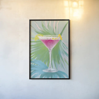 Tropical Cocktails II by Danhui Nai. shown as a paper print in a black flame. Available as a archival giclee rolled canvas, fine art paper, or poster print. SKU 92427h.