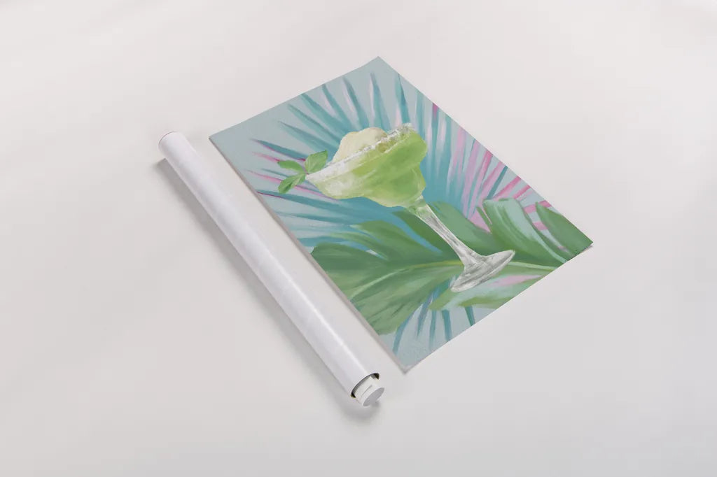 Tropical Cocktails III by Danhui Nai. shown as a rolled paper print. Available as archival giclee rolled canvas, fine art paper, or poster print. SKU 92428h.