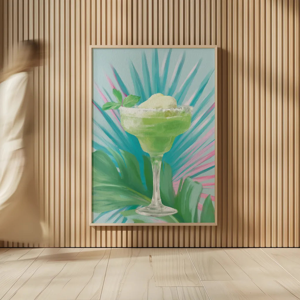 Tropical Cocktails III by Danhui Nai. shown as over sized large wall art. Available as an archival giclee rolled canvas, fine art paper, or poster print. SKU 92428h.