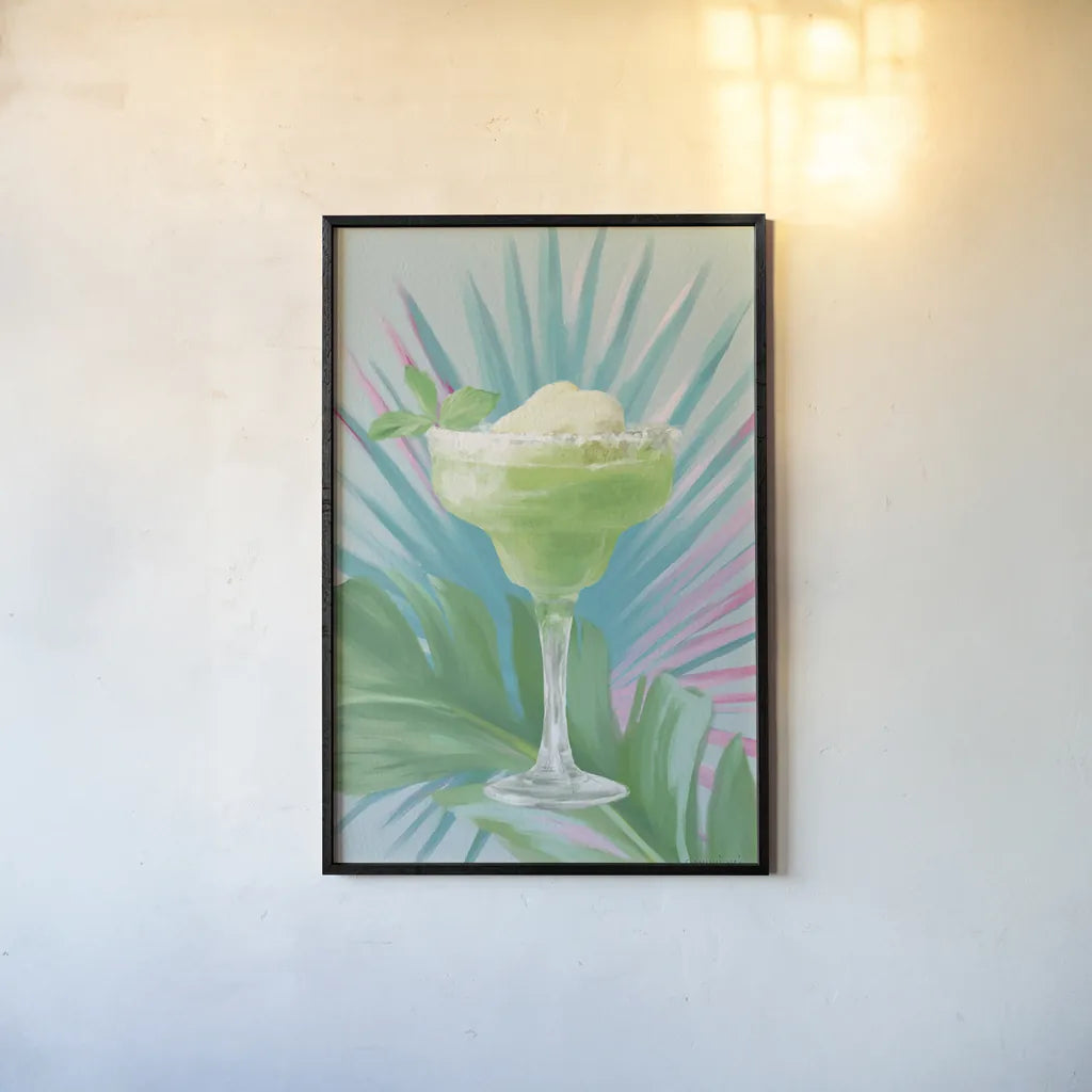 Tropical Cocktails III by Danhui Nai. shown as a paper print in a black flame. Available as a archival giclee rolled canvas, fine art paper, or poster print. SKU 92428h.