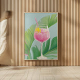 Tropical Cocktails IV by Danhui Nai. shown as over sized large wall art. Available as an archival giclee rolled canvas, fine art paper, or poster print. SKU 92429h.