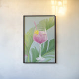 Tropical Cocktails IV by Danhui Nai. shown as a paper print in a black flame. Available as a archival giclee rolled canvas, fine art paper, or poster print. SKU 92429h.