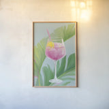 Tropical Cocktails IV by Danhui Nai. shown as a paper print in a natural frame. Available as a archival giclee rolled canvas, fine art paper, or poster print. SKU 92429h.