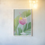 Tropical Cocktails IV by Danhui Nai. shown as a paper print in a white frame. Available as a archival giclee rolled canvas, fine art paper, or poster print. SKU 92429h.