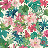 Tropical Dream Bright on Cream I Teal and Gold by Danhui Nai. SKU 91552a. Archival Giclee Fine art print for wall decor.