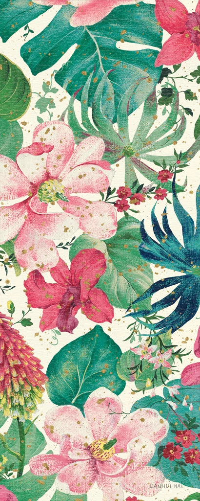 Tropical Dream Bright on Cream III Teal and Gold by Danhui Nai