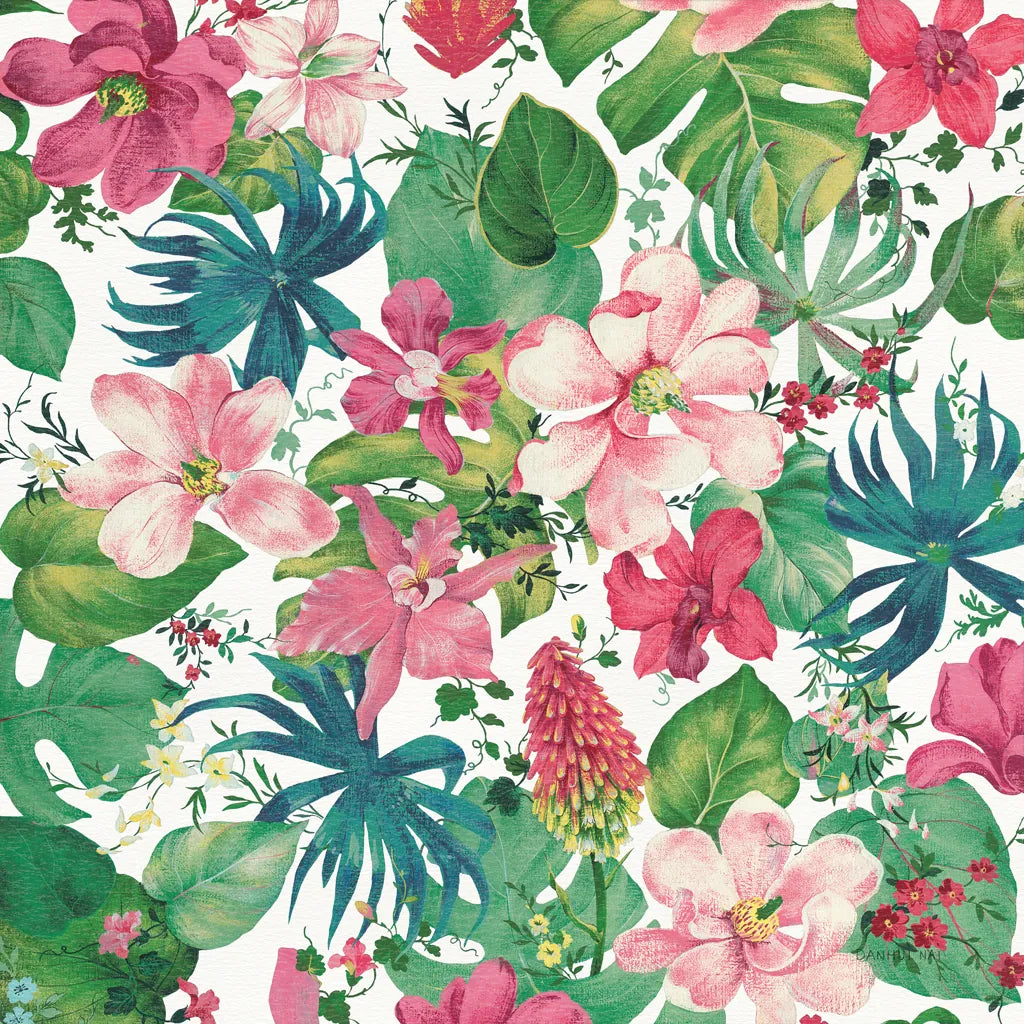 Tropical Dream Bright on White by Danhui Nai. SKU 24675a. Archival Giclee Fine art print for wall decor.