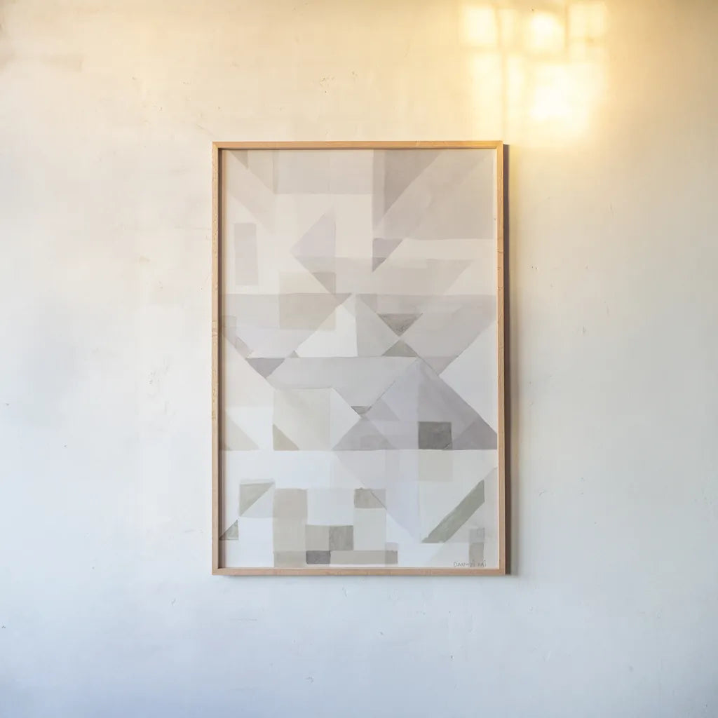 Try Angles III Neutral Sage by Danhui Nai. shown as a paper print in a natural frame. Available as a archival giclee rolled canvas, fine art paper, or poster print. SKU 59302h.