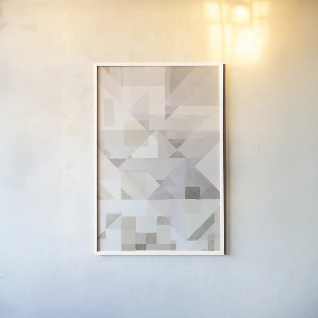 Try Angles III Neutral Sage by Danhui Nai. shown as a paper print in a white frame. Available as a archival giclee rolled canvas, fine art paper, or poster print. SKU 59302h.