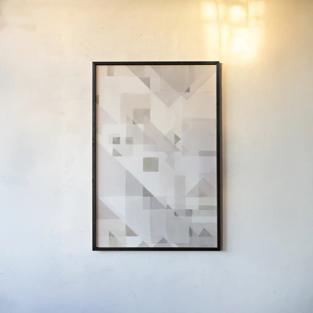 Try Angles IV Neutral Sage by Danhui Nai. shown as a paper print in a black flame. Available as a archival giclee rolled canvas, fine art paper, or poster print. SKU 59303h.