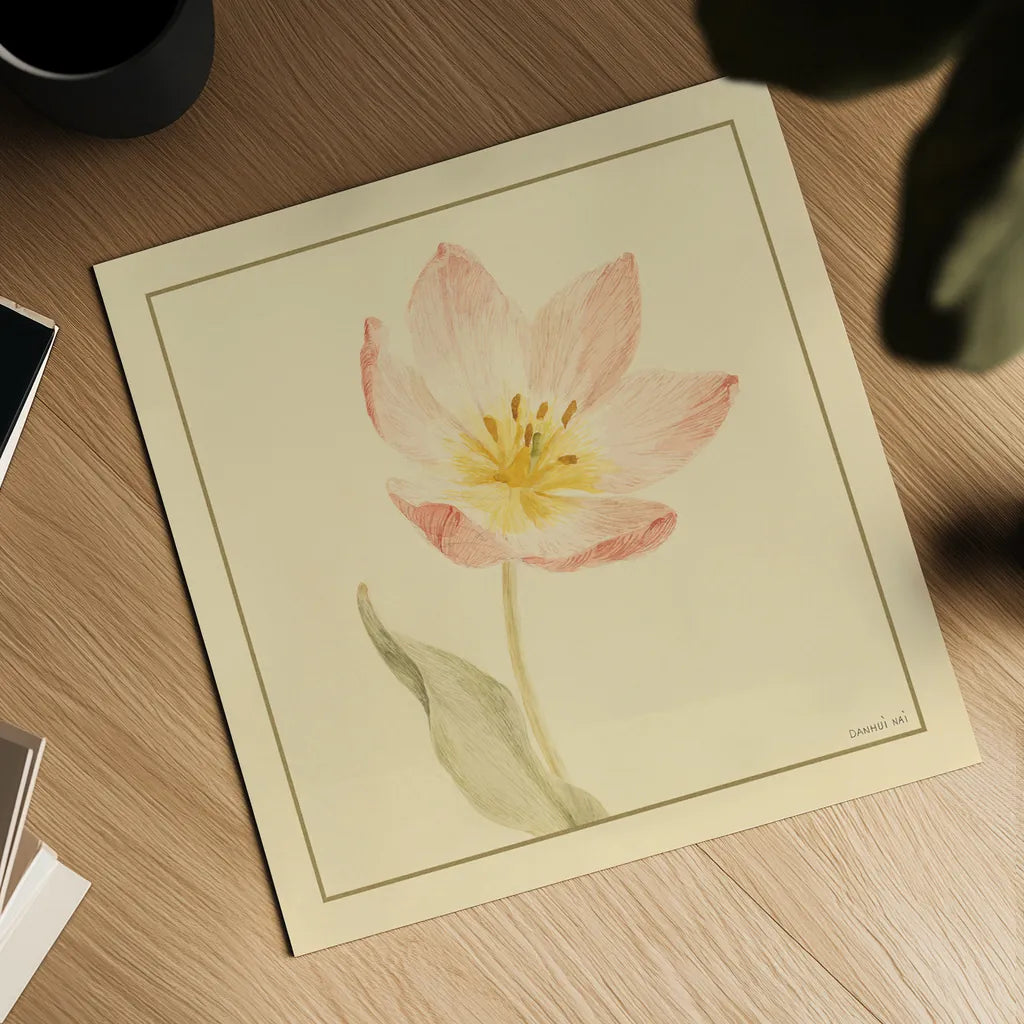 Tulip II by Danhui Nai. Shown as a detailed flat fine art print, highlighting archival giclee quality. Available as an archival giclee rolled canvas, fine art paper, or poster print. SKU 5353a.