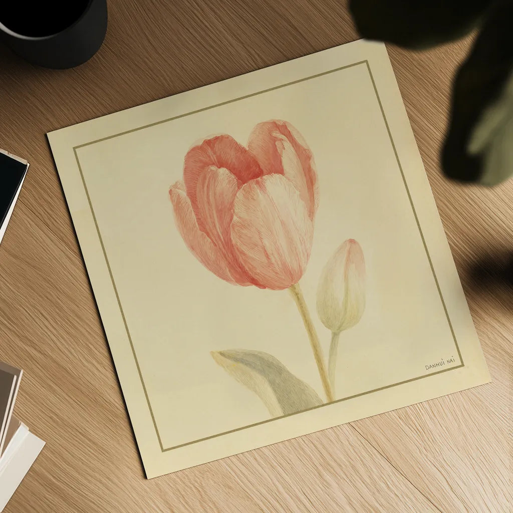 Tulip III by Danhui Nai. Shown as a detailed flat fine art print, highlighting archival giclee quality. Available as an archival giclee rolled canvas, fine art paper, or poster print. SKU 5354a.