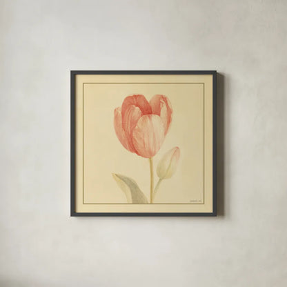 Tulip III by Danhui Nai. Shown in a sleek black glass frame for a contemporary gallery look. Available as an archival giclee rolled canvas, fine art paper, or poster print. SKU 5354a.