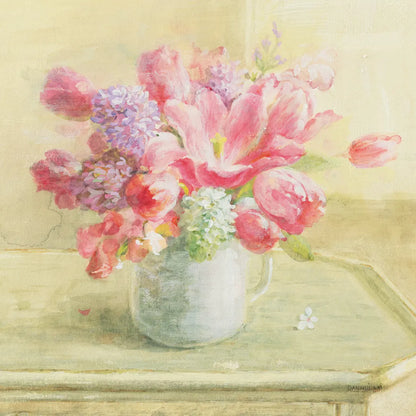 Tulips and Hyacinths on White by Danhui Nai. SKU 36563a. Archival Giclee Fine art print for wall decor.