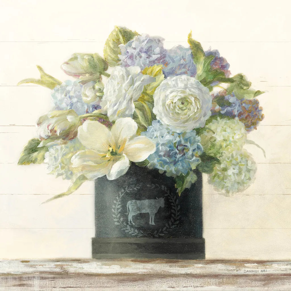 Tulips in Hatbox Shiplap by Danhui Nai. SKU 44818a. Archival Giclee Fine art print for wall decor.