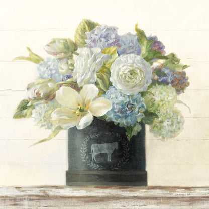 Tulips in Hatbox Shiplap by Danhui Nai. SKU 44818a. Archival Giclee Fine art print for wall decor.