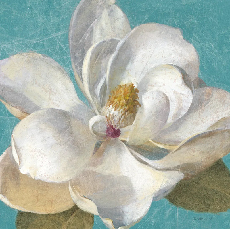 Turquoise Bloom I by Danhui Nai. SKU 2061a. Archival Giclee Fine art print for wall decor.