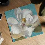 Turquoise Bloom I by Danhui Nai. Shown as a detailed flat fine art print, highlighting archival giclee quality. Available as an archival giclee rolled canvas, fine art paper, or poster print. SKU 2061a.