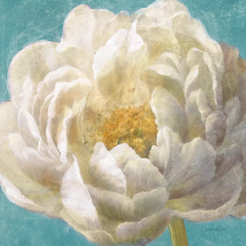Turquoise Bloom II by Danhui Nai. SKU 2060a. Archival Giclee Fine art print for wall decor.