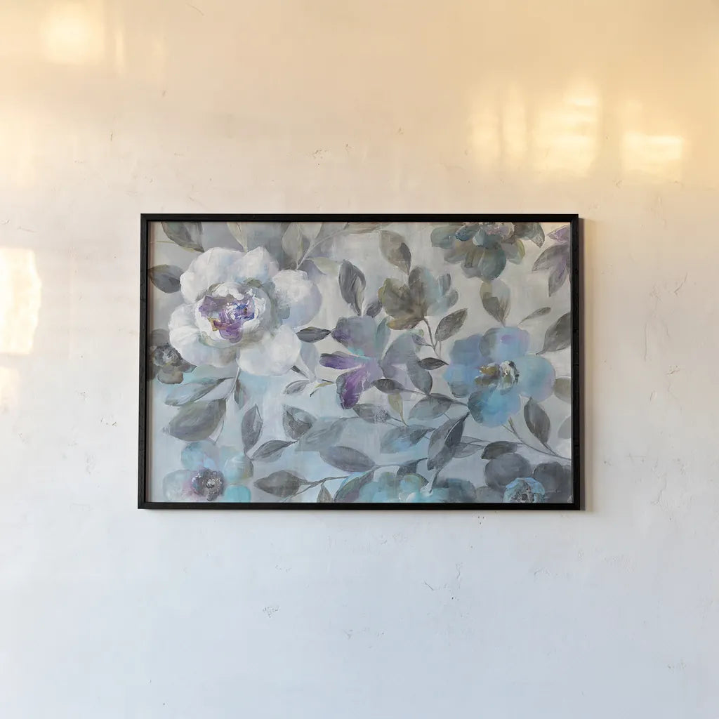 Twilight Flowers Crop by Danhui Nai. shown as a paper print in a black flame. Available as a archival giclee rolled canvas, fine art paper, or poster print. SKU 28648i.