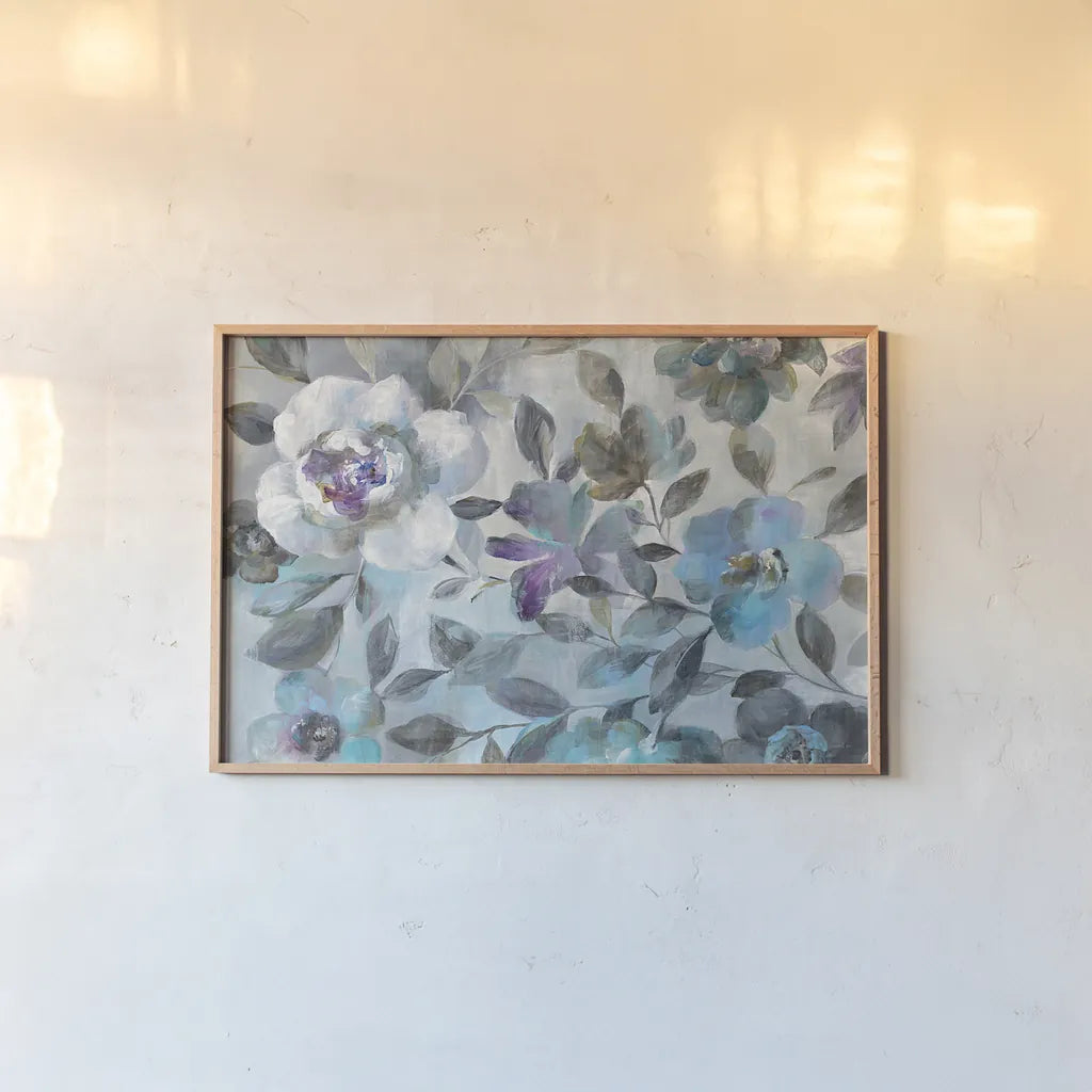 Twilight Flowers Crop by Danhui Nai. shown as a paper print in a natural frame. Available as a archival giclee rolled canvas, fine art paper, or poster print. SKU 28648i.