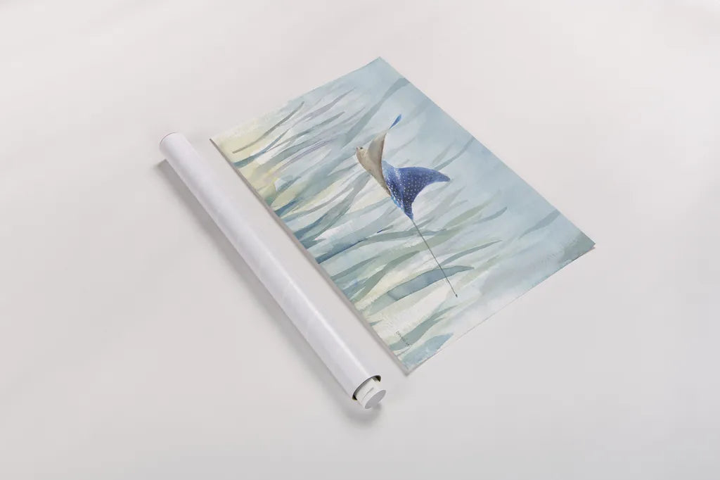 Undersea Ray by Danhui Nai. shown as a rolled paper print. Available as archival giclee rolled canvas, fine art paper, or poster print. SKU 71229i.