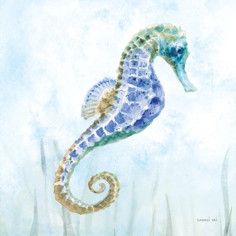 Undersea Seahorse Swimming II by Danhui Nai. SKU 84798a. Archival Giclee Fine art print for wall decor.