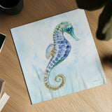 Undersea Seahorse Swimming II by Danhui Nai. Shown as a detailed flat fine art print, highlighting archival giclee quality. Available as an archival giclee rolled canvas, fine art paper, or poster print. SKU 84798a.